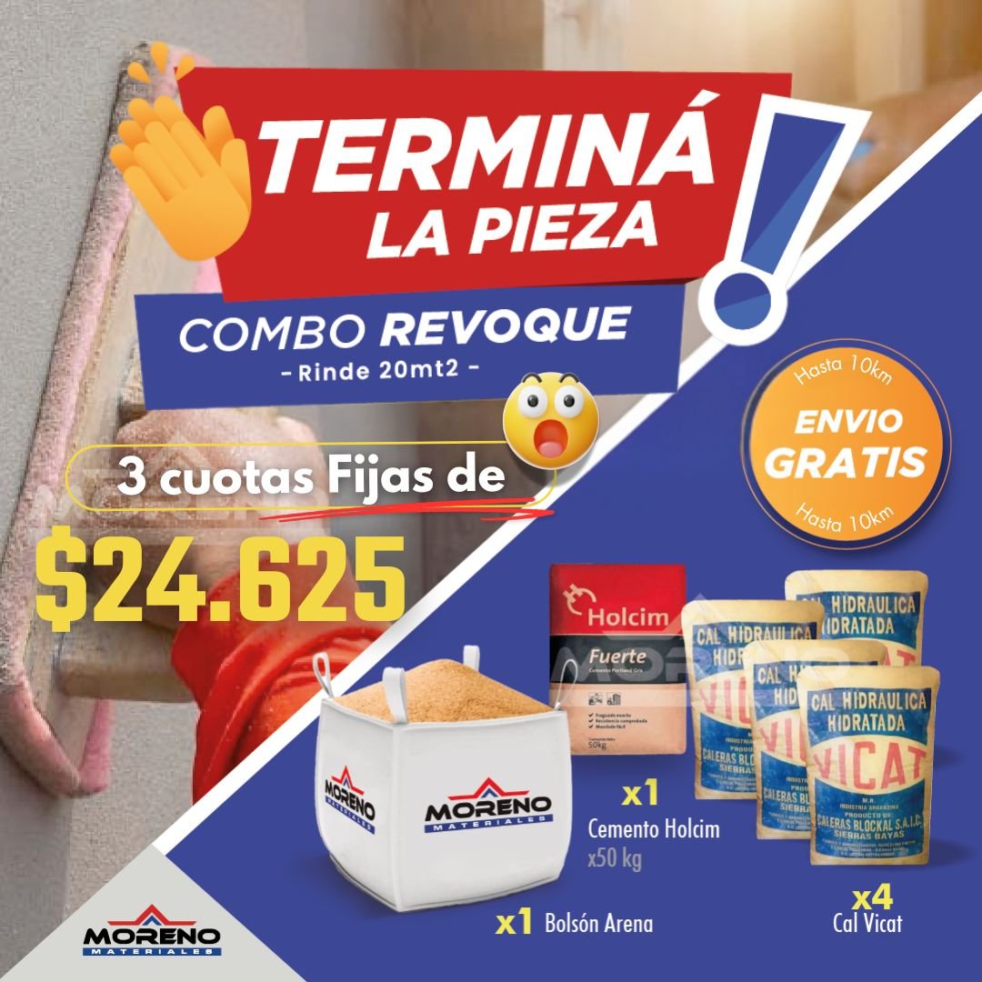 COMBO REVOQUE RINDE 20 M² + ENVÍO GRATIS 5KM